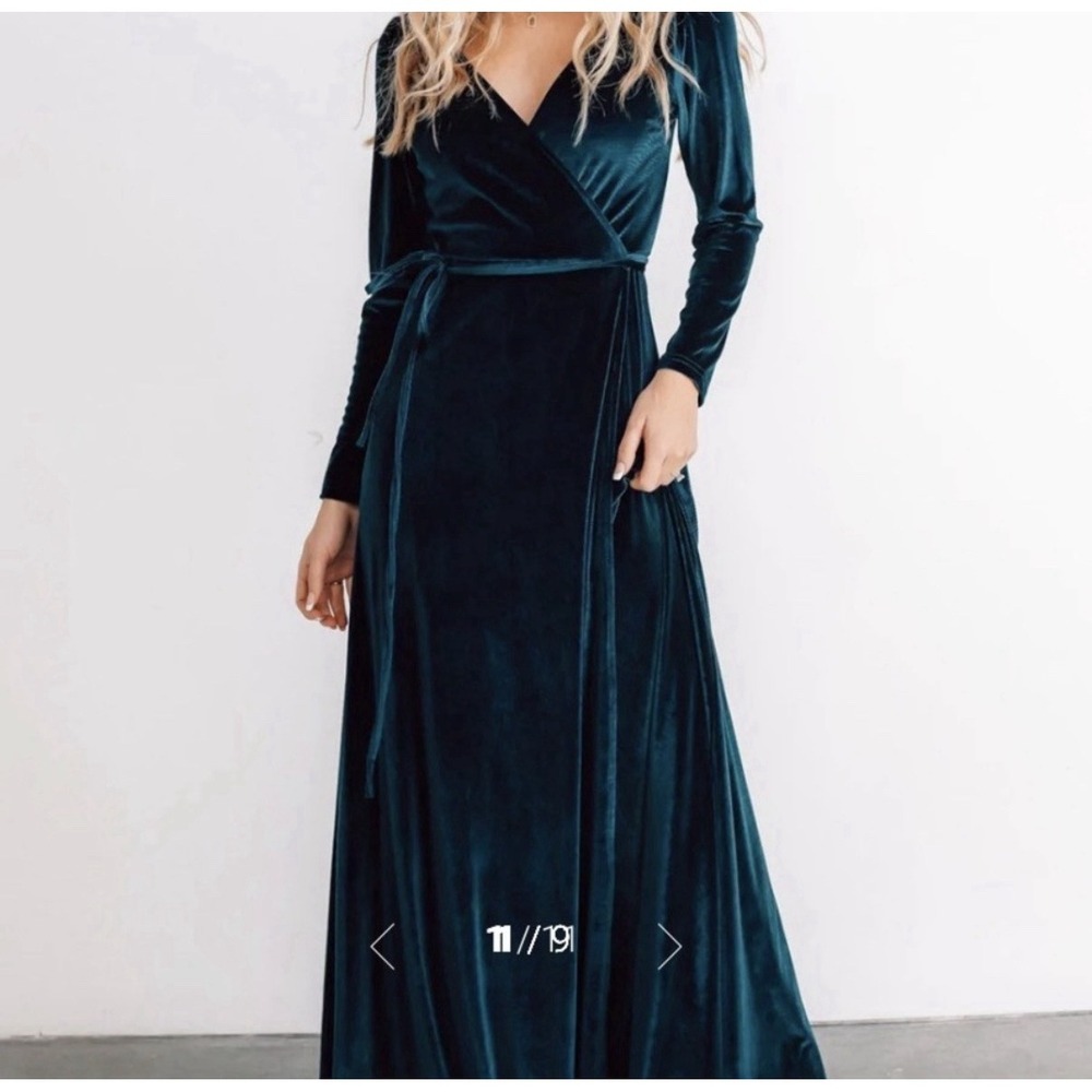 BALTIC BORN Meghan Velvet Wrap Maxi Dress M Emerald Green Wedding Bridesmaid NWT